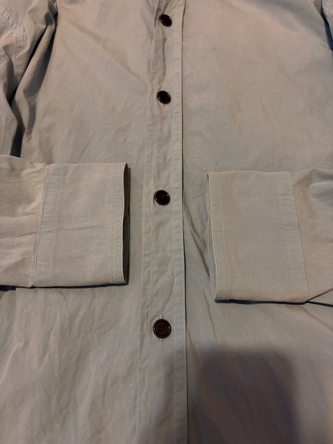 DRIES VAN NOTEN 00s Stretch Cotton Long Shirt Blue Size L