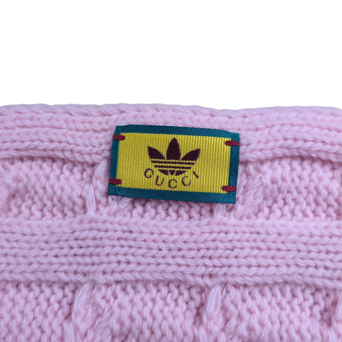 GUCCI x adidas Sherry Line Cable Knit Fringe Scarf Pink
