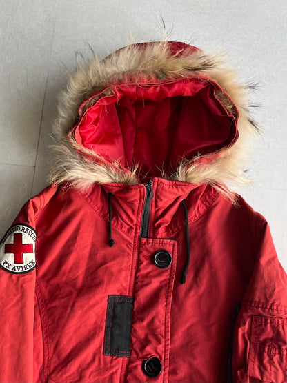 Avirex Red Gimmick Fur Jacket Size M