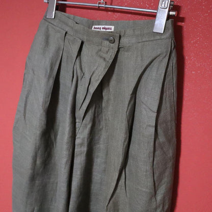 ISSEY MIYAKE 70s Asymmetric Linen Wrap Wide Pants Size 9