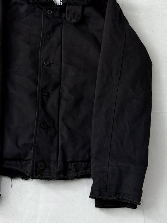 Swagger Damaged Design Black Boa Jacket