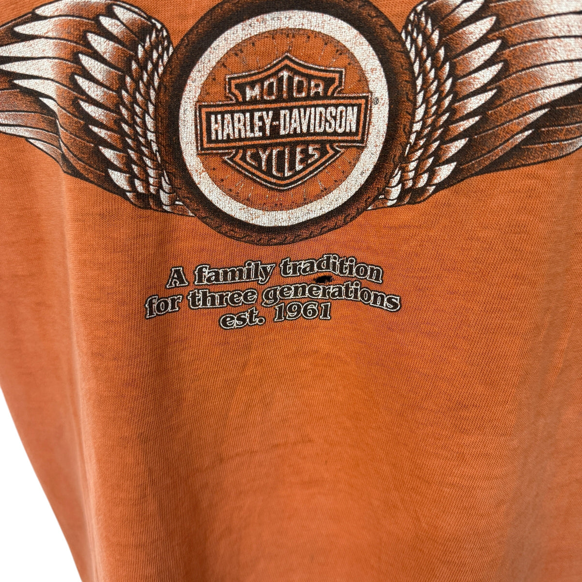 HARLEY DAVIDSON Vintage Cox's Flames Dealer T-Shirt Size L