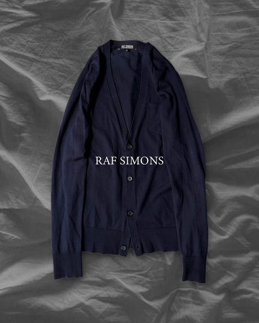 RAF SIMONS 09AW Wool Stitched Pocket Cardigan Navy Size 48