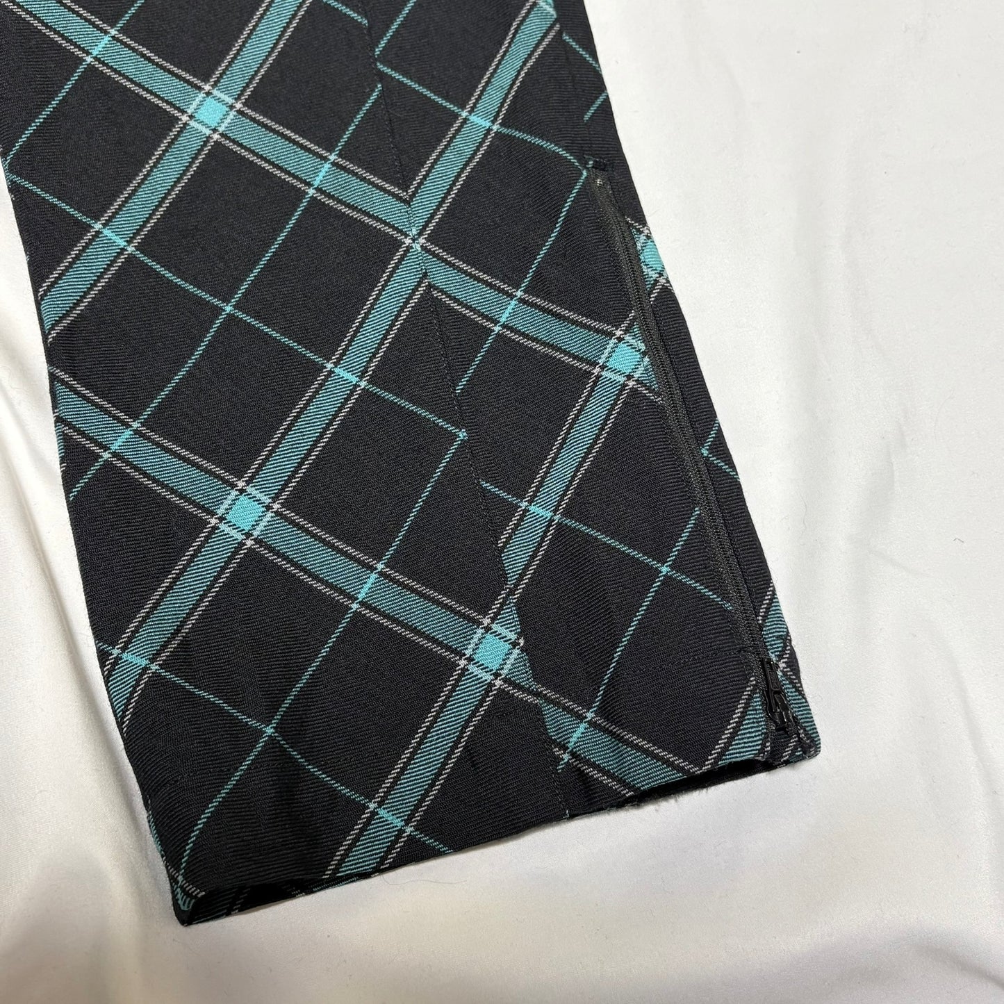 Allege. AW19 Black Blue Check Wool Gathered Pants Size 2