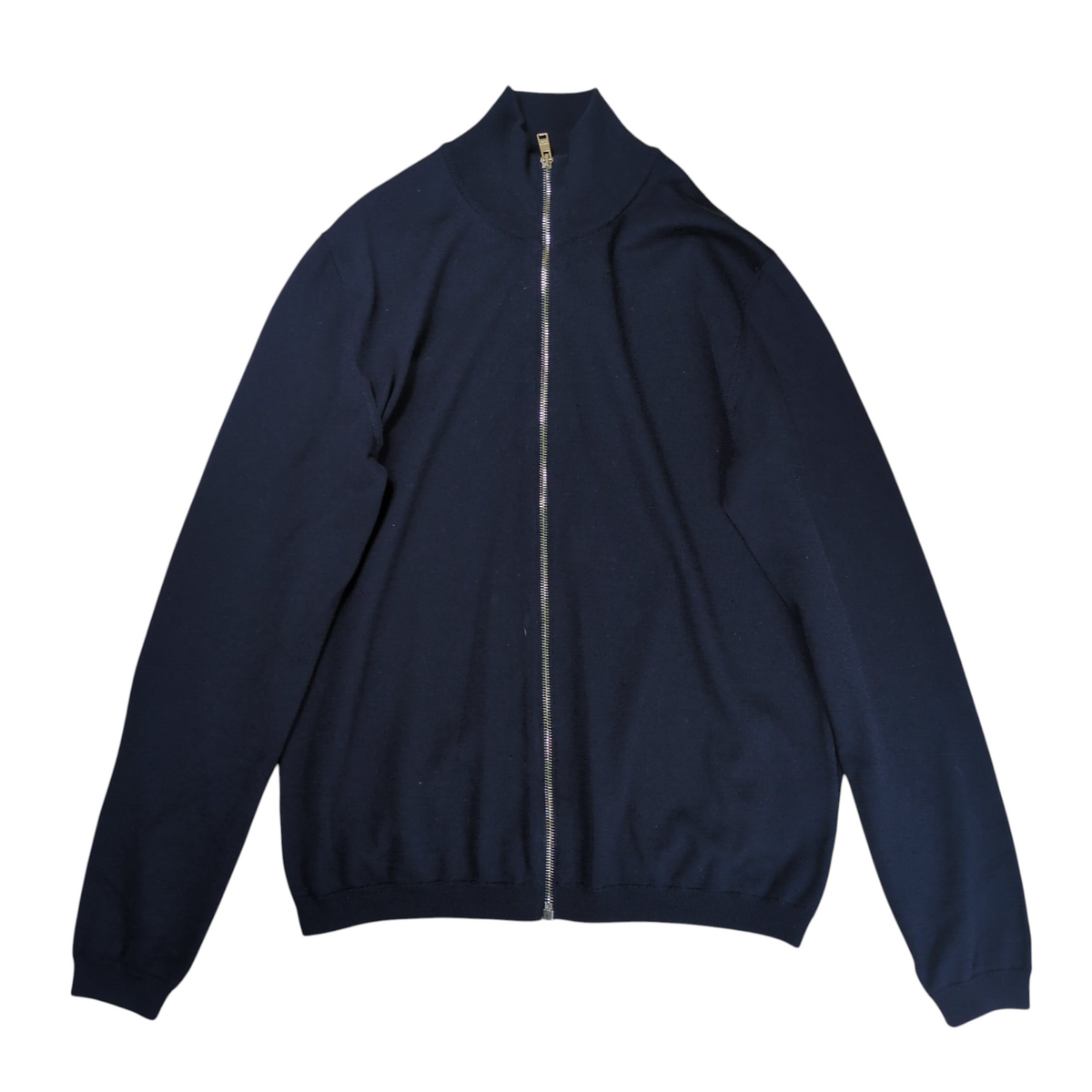 Prada Navy Virgin Wool Zip Up Drivers Knit Size 48
