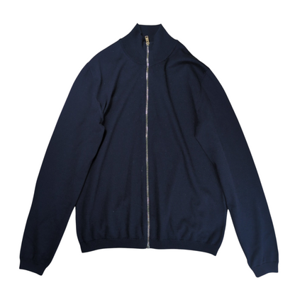Prada Navy Virgin Wool Zip Up Drivers Knit Size 48