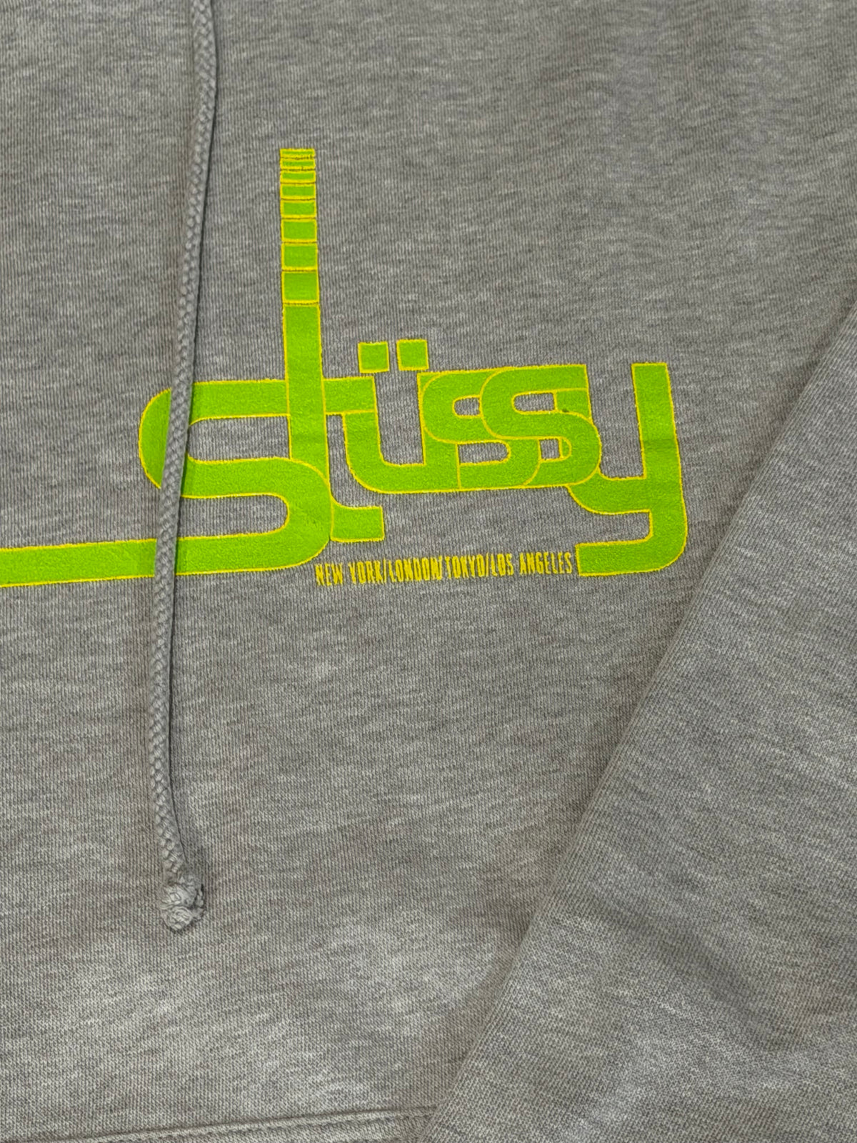 Stussy Graphic Logo Print Hoodie Gray Size M