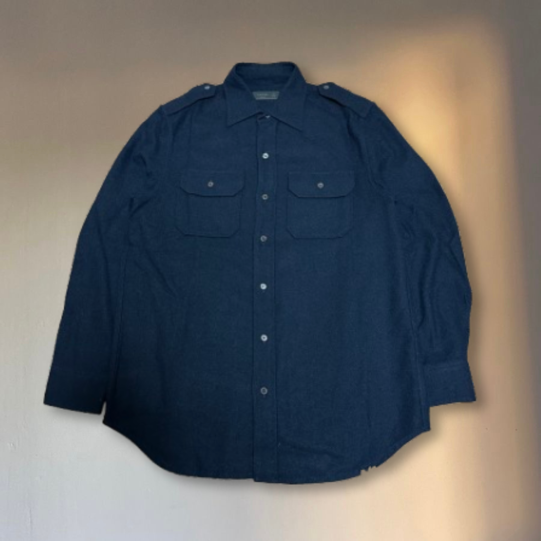 PRADA Navy Wool Military Shirt