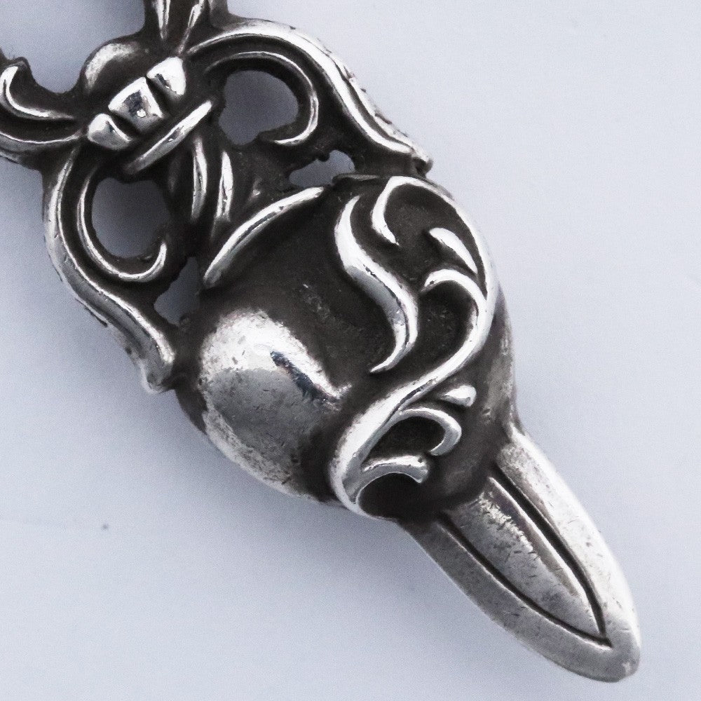 CHROME HEARTS DAGGER HEART Necklace Pendant Silver Size F