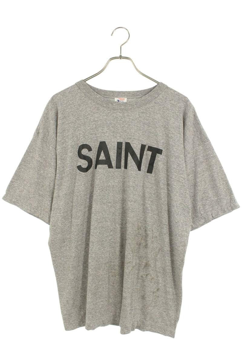 Vintage Saint Michael Tops - Saint Michael 25ss Logo Print Vintage T-Shirt Grey Size L - Authentic Archive