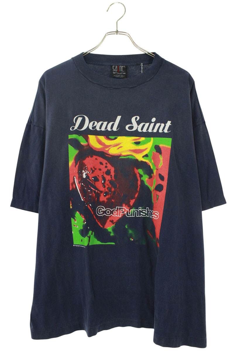 Vintage Saint Michael Tops - Saint Michael 25ss Dead Saint Print T-Shirt SM-YS1-0000-010 Navy XXL - Authentic Archive