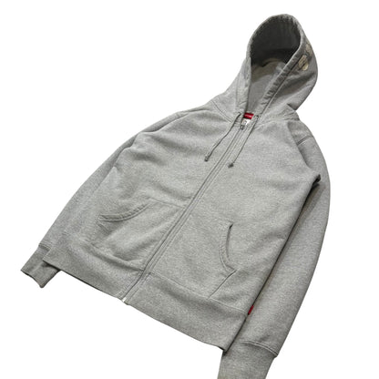 SUPREME 15AW Felt Hooded Logo Zip Hoodie Light Gray Size S