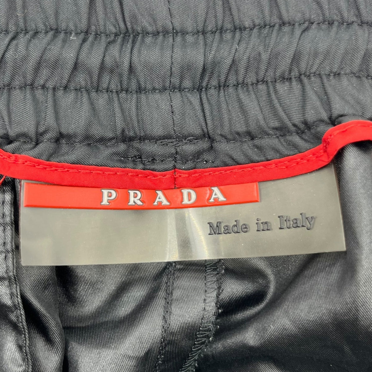 PRADA SPORT 00s Y2K Hem Zip Logo Tech Pants Black Size 48