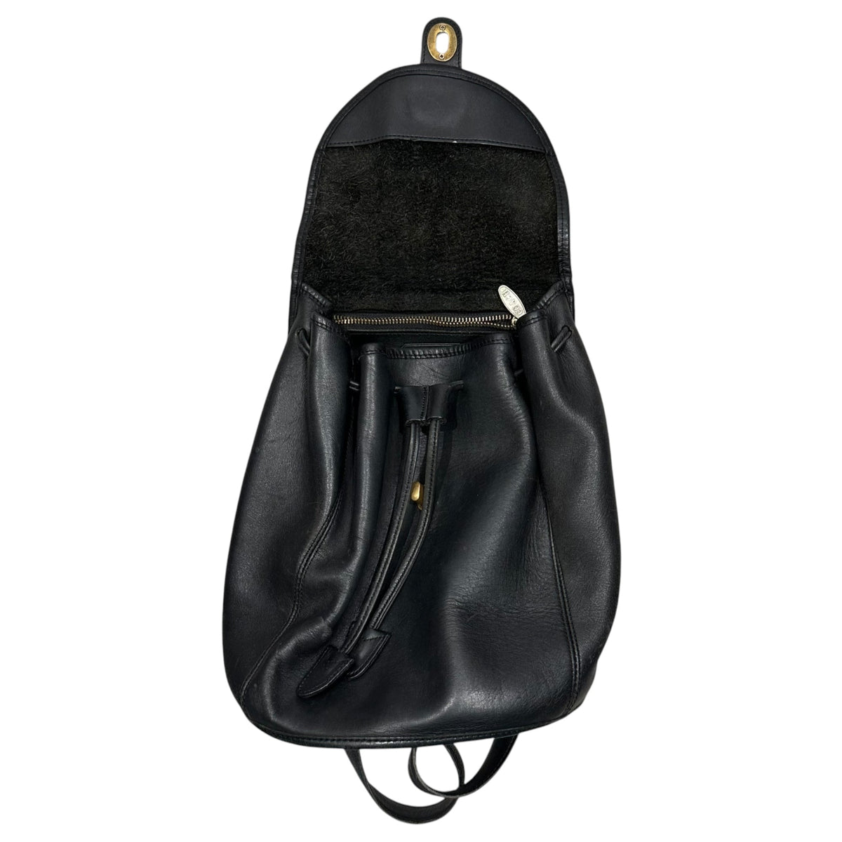 OLD COACH Vintage Turnlock All-Leather Backpack Black