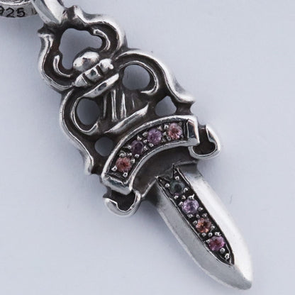 Chrome Hearts #5 Dagger Charm Pave Sapphire Silver Size F