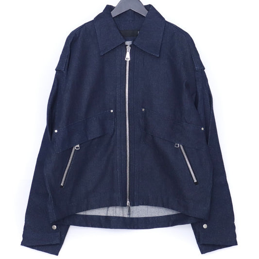 A.F ARTEFACT Denim Tuck Sleeves Jacket Indigo Size 2