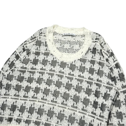 Acne Studios Destroyed Chidori Pattern Wool Knit Size S