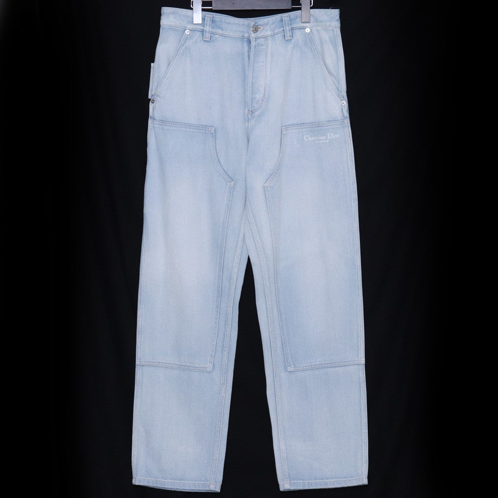 DIOR Carpenter Double Knee Denim Light Indigo Size 46