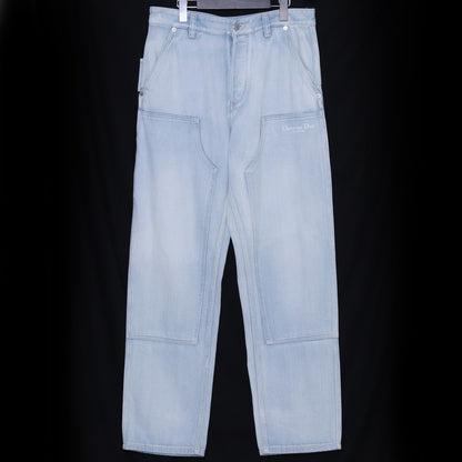 DIOR Carpenter Double Knee Denim Light Indigo Size 46