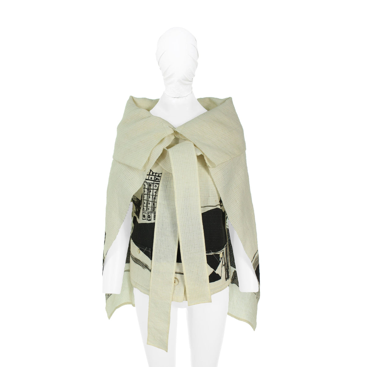 ISSEY MIYAKE Off White Black Blend Jacket Size L
