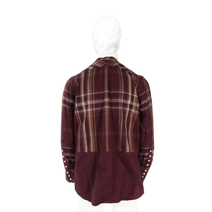 NUMBER (N)INE 2009 S/S Cotton Silk Long Sleeve Shirt Bordeaux Size 2