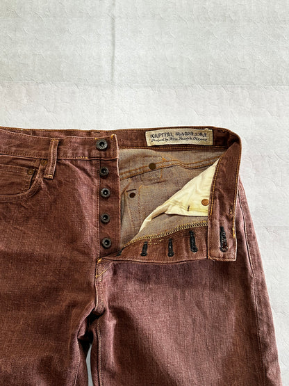 Vintage Kapital Bottoms - Kapital CISCO 5p Monkey Denim Deep Orange Size 32 - Authentic Archive
