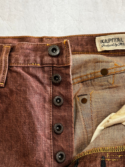 Vintage Kapital Bottoms - Kapital CISCO 5p Monkey Denim Deep Orange Size 32 - Authentic Archive