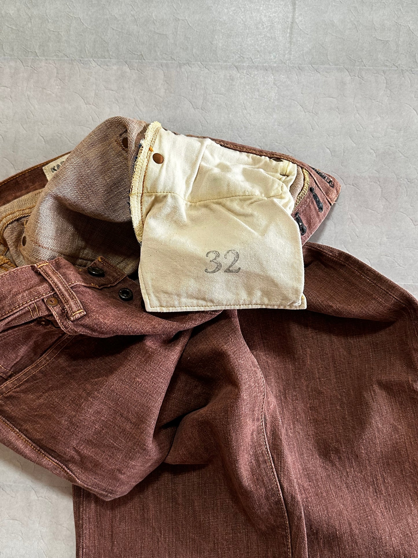 Vintage Kapital Bottoms - Kapital CISCO 5p Monkey Denim Deep Orange Size 32 - Authentic Archive