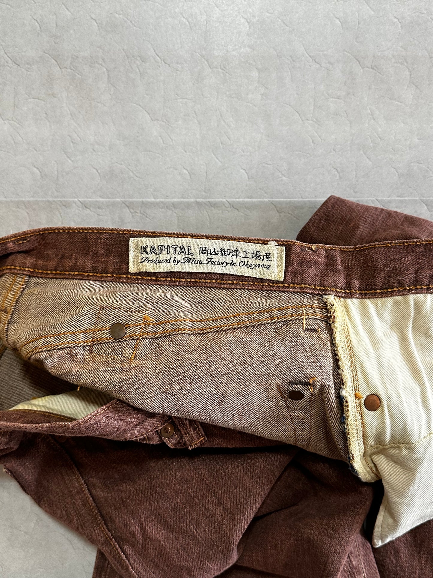 Vintage Kapital Bottoms - Kapital CISCO 5p Monkey Denim Deep Orange Size 32 - Authentic Archive