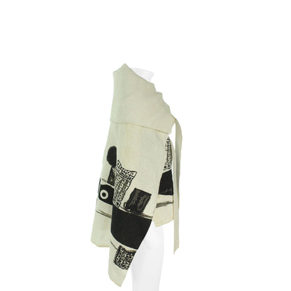 ISSEY MIYAKE Off White Black Blend Jacket Size L