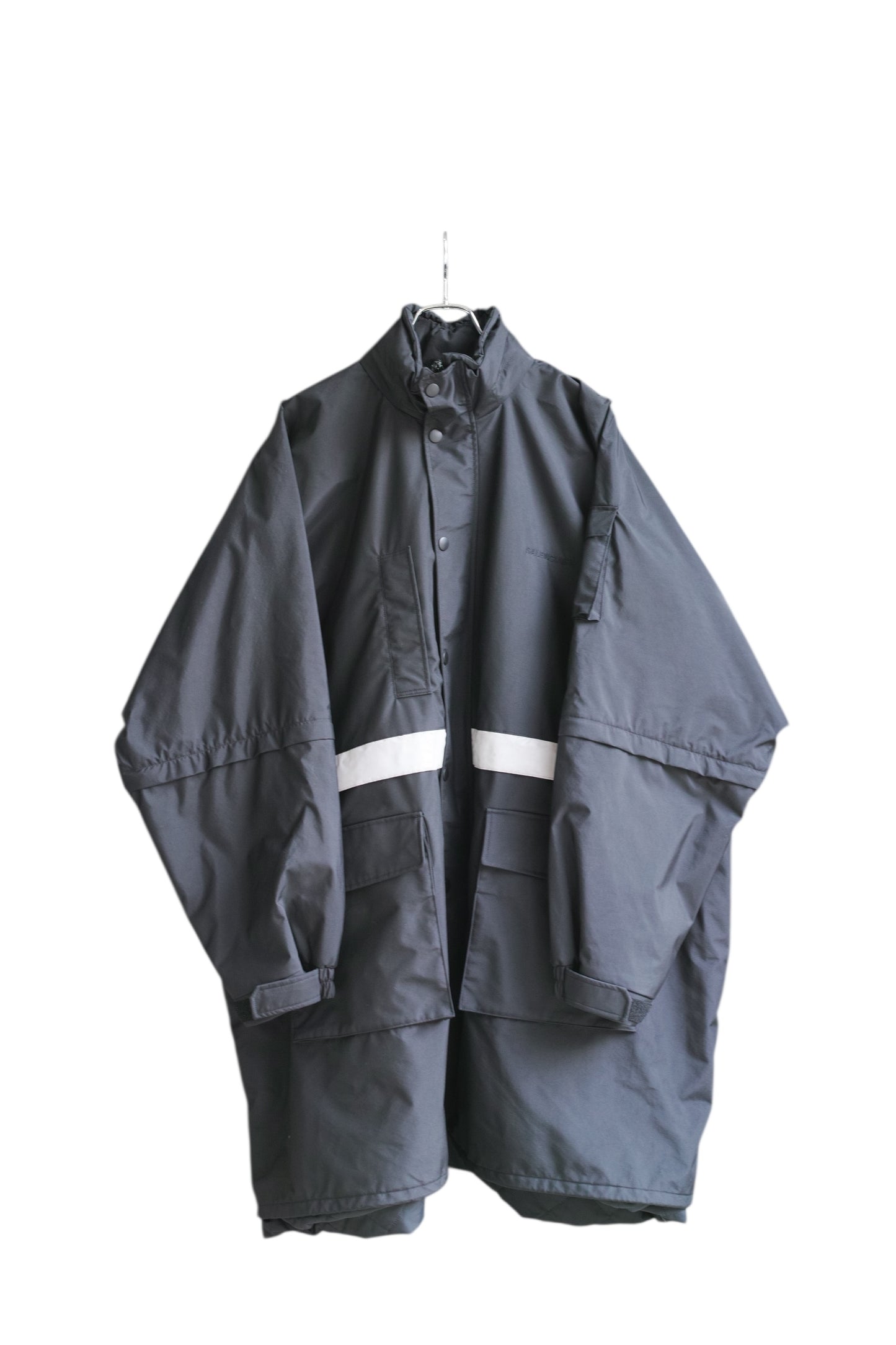 Balenciaga - BALENCIAGA 2018Winter Reflective stripe oversized parka black size 48