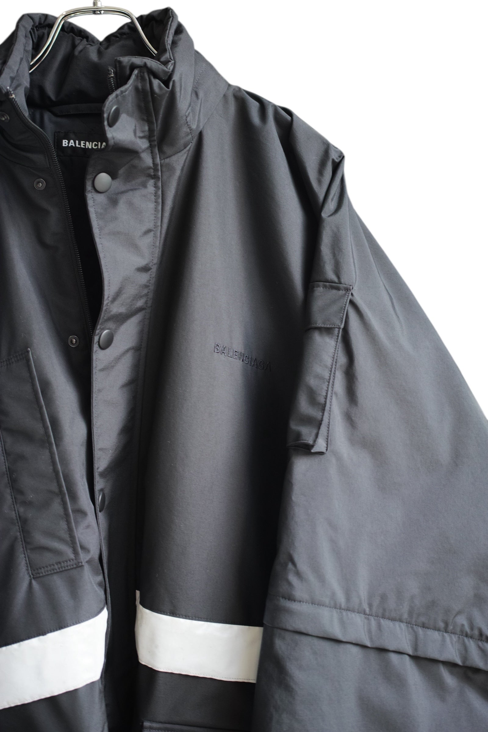 Balenciaga - BALENCIAGA 2018Winter Reflective stripe oversized parka black size 48