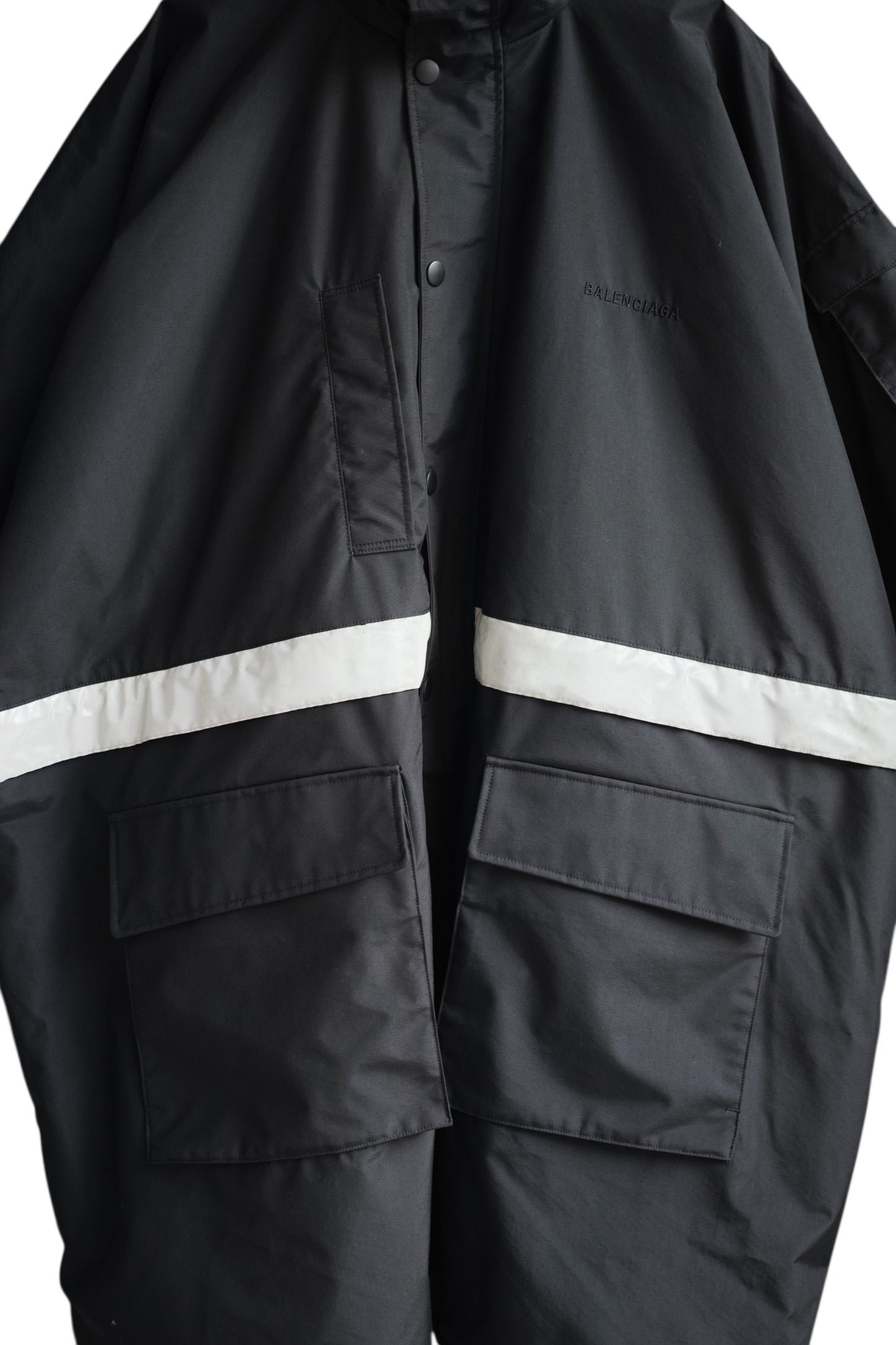 Balenciaga - BALENCIAGA 2018Winter Reflective stripe oversized parka black size 48