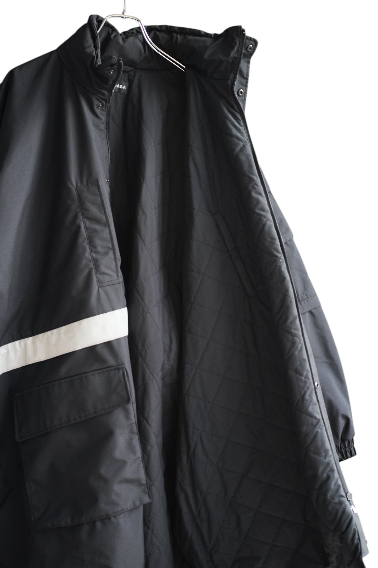 Balenciaga - BALENCIAGA 2018Winter Reflective stripe oversized parka black size 48