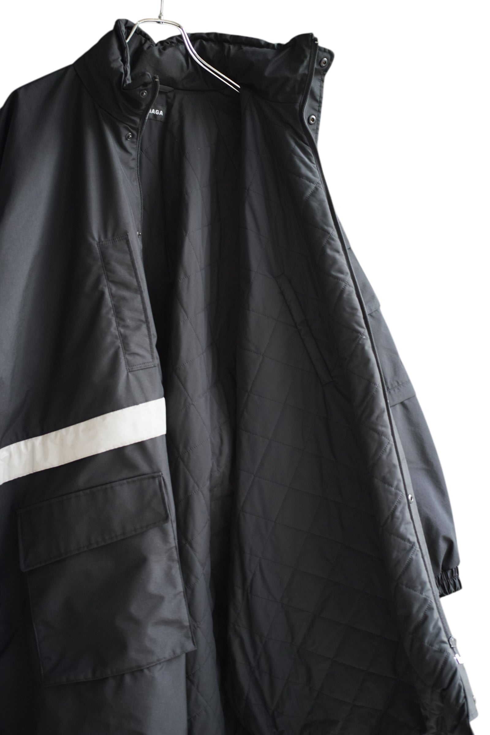 Balenciaga - BALENCIAGA 2018Winter Reflective stripe oversized parka black size 48