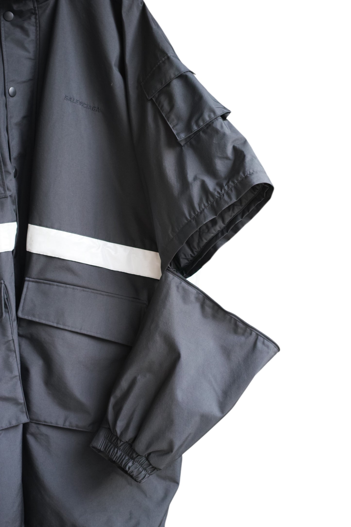 Balenciaga - BALENCIAGA 2018Winter Reflective stripe oversized parka black size 48