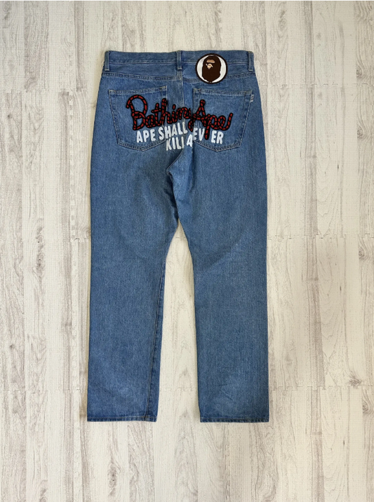 Bape - A BATHING APE CHAMPION REGULAR FIT DENIM PANTS Blue Size L