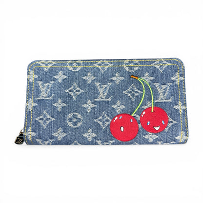 Louis Vuitton x Takashi Murakami Monogram Denim Cherry Zippy Wallet