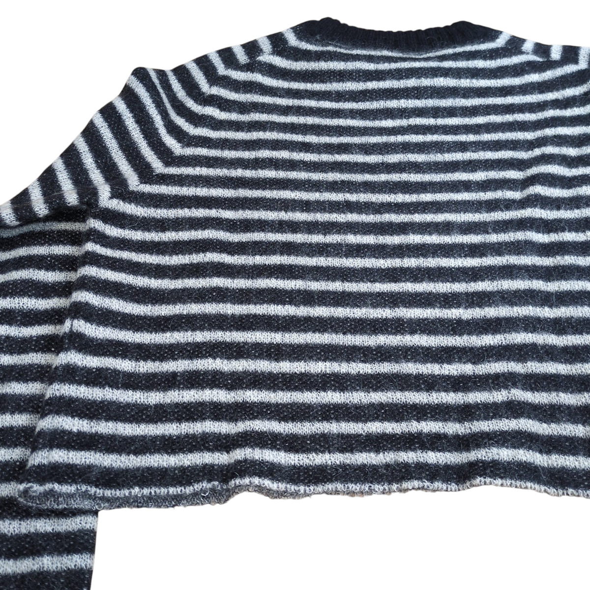 SAINT LAURENT Mohair Wool Border Cropped Sweater
