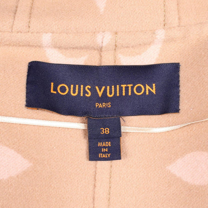 LOUIS VUITTON Giant Monogram Hooded Wool Coat Beige Size 38