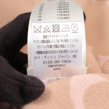 LOUIS VUITTON Giant Monogram Hooded Wool Coat Beige Size 38