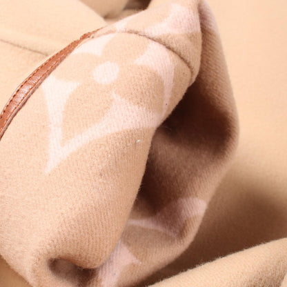 LOUIS VUITTON Giant Monogram Hooded Wool Coat Beige Size 38