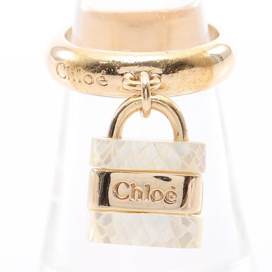 Chloe Padlock Motif Gold Plated Shell Ring Size JP 11