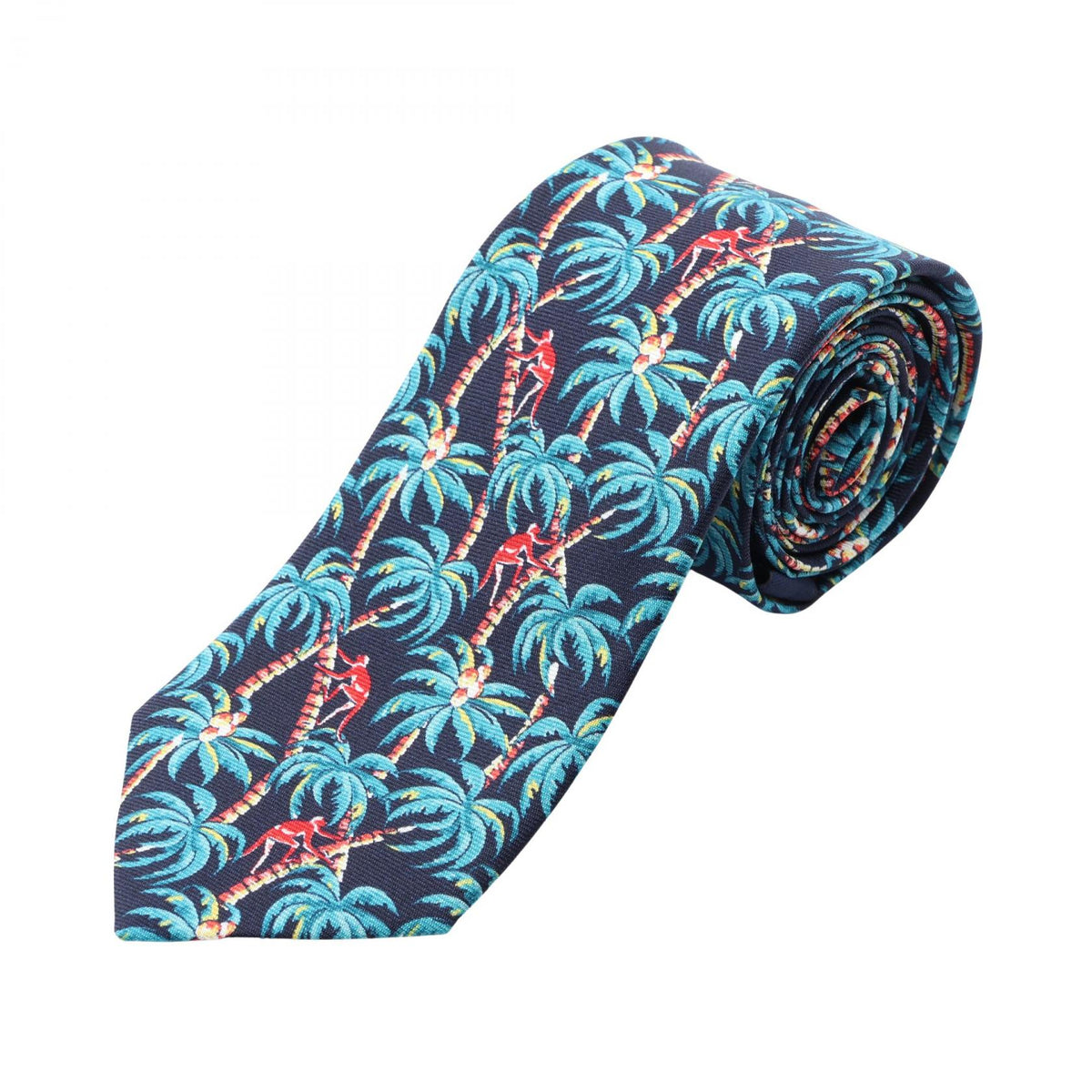LOUIS VUITTON Palm Tree Silk Tie Blue/Green