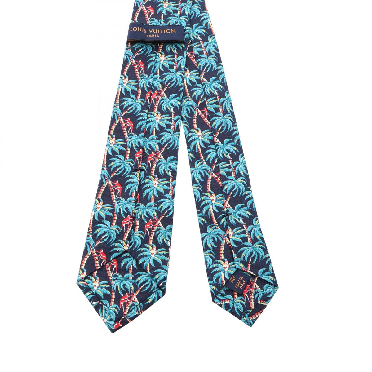 LOUIS VUITTON Palm Tree Silk Tie Blue/Green