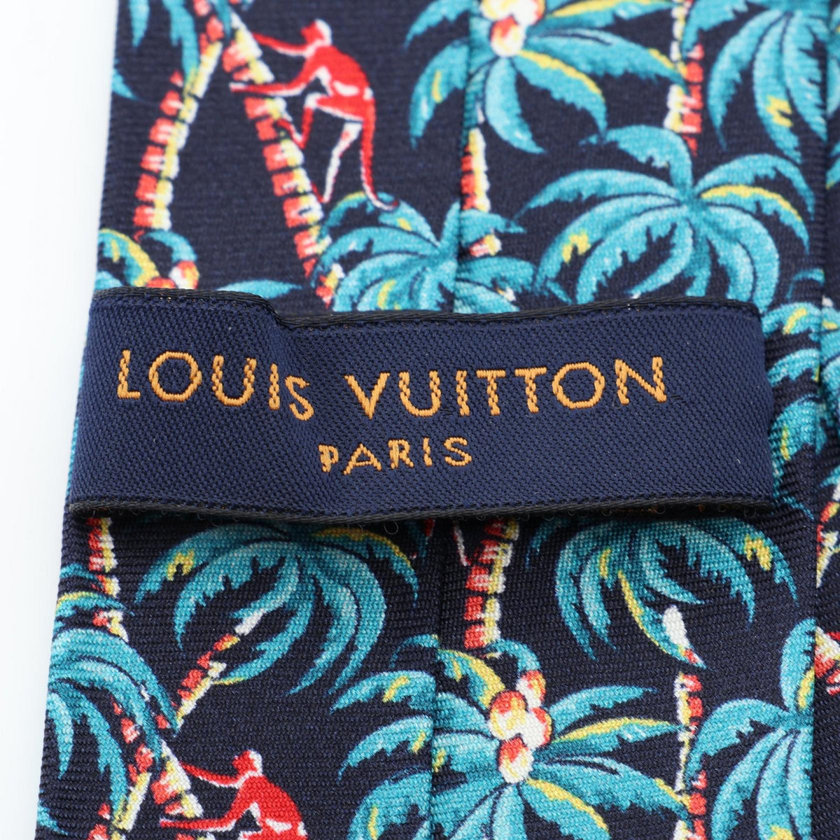 LOUIS VUITTON Palm Tree Silk Tie Blue/Green