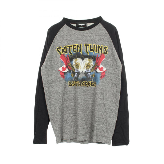 DSQUARED2 Caten Twins Distressed Raglan T-Shirt Gray Size S