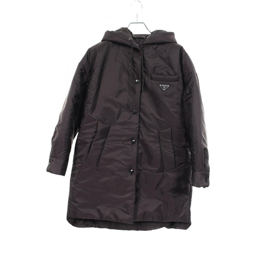 PRADA Re-Nylon Hooded Oversized Rain Coat Black Size 36