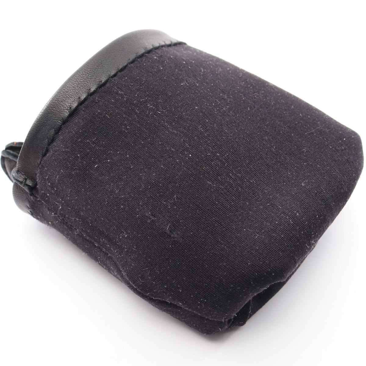 HERMES Clou de Selle Leather Gloves Black Size 8