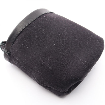 HERMES Clou de Selle Leather Gloves Black Size 8